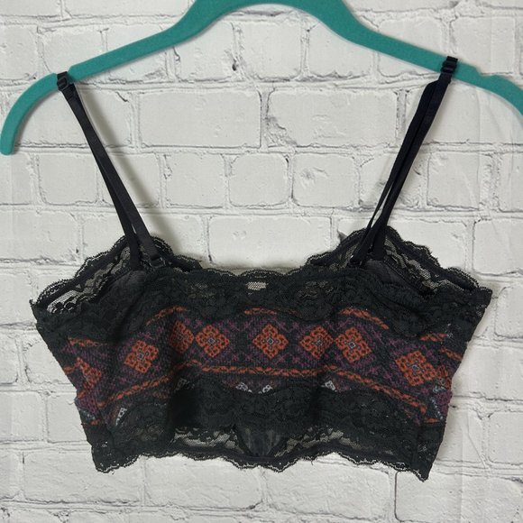 Free People Lace Button-Up Bralette, Color: Black/Purple/Orange, Size: Small - Picture 3 of 3